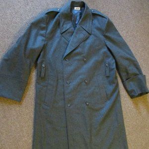 Wool Double-breasted Men's Trench Coat Green/Gray